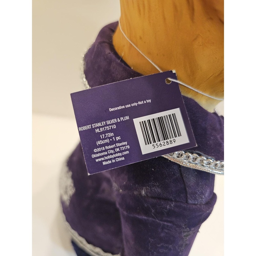 Robert Stanley Home Collection Corgi Dog Figure In Purple Velvet Christmas - Picture 7 of 10